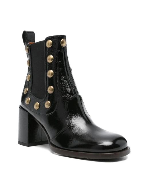 Chie Mihara Black 75Mm Embellished Block-Heel Ankle Boots