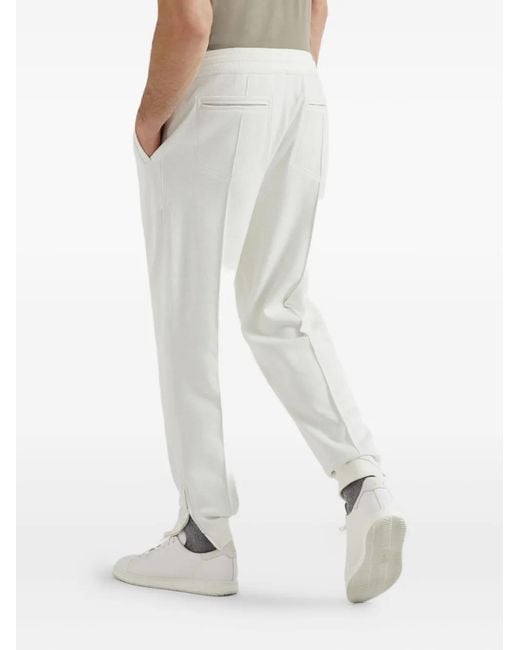 Brunello Cucinelli White Drawstring Track Pants for men