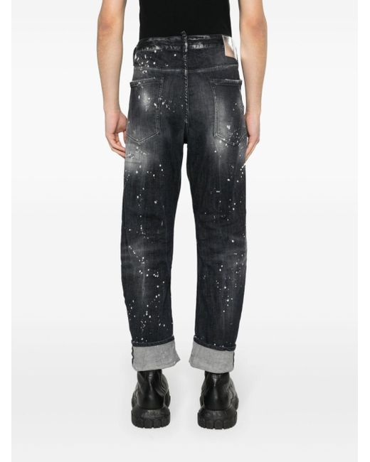 DSquared² Gray Big Brother Distressed-Finish Jeans for men
