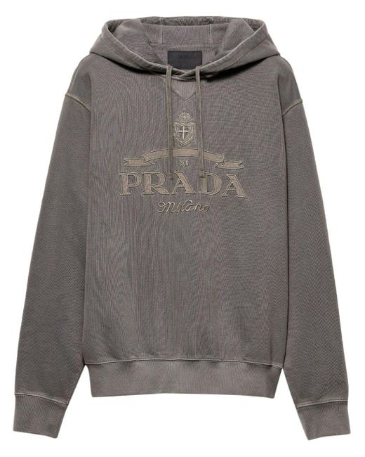 Prada Cotton Sweatshirt in Grey for Men Lyst UK