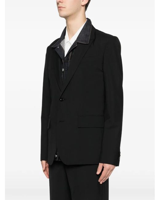 Sacai Black Collared Jacket for men