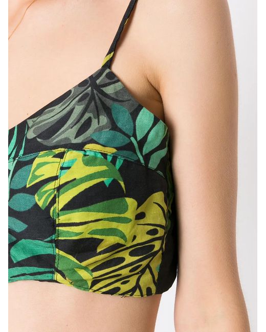 Amir Slama Green Tropical Print Cropped Top