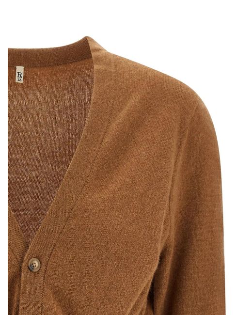 R13 Brown Twisted-Knot Cashmere Cardigan