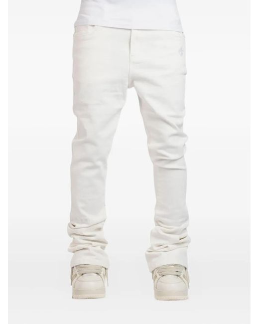 GUAPI White Stacked Logo-Embroidered Jeans for men