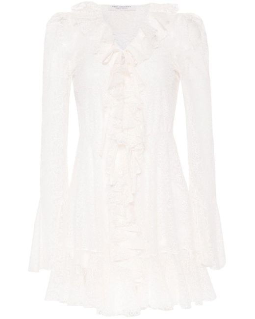 Philosophy Di Lorenzo Serafini White Ruffle-trim Lace Mini Dress