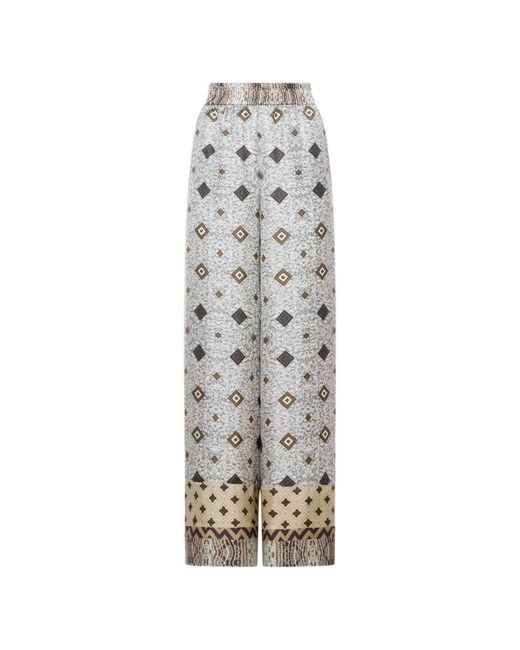 Pierre Louis Mascia White Aloe Geometric-Print Palazzo Pants