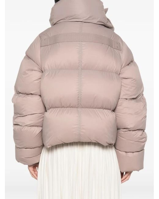 Rick Owens White Rose Funnel Neck Quilted Recycled Nylon Down Jacket