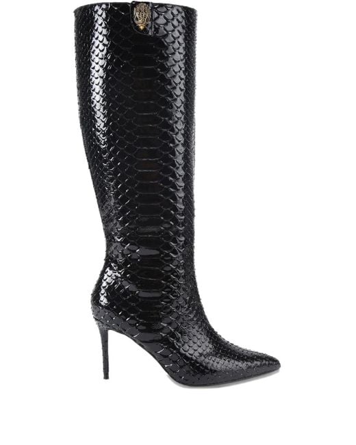 Kurt Geiger Black 85Mm Belgravia Snake Print Boots
