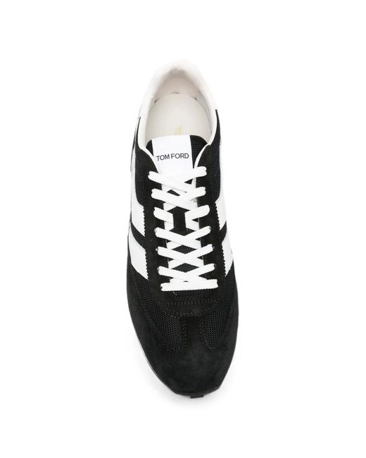 Tom Ford Black Logo-Patch Panelled Sneakers for men