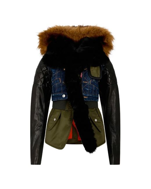 DSquared² Black Medium & Spots Hybrid Nylon Parka