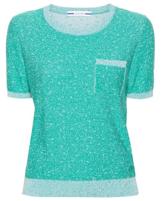Jacob Cohen Blue Speckle-knit Short-sleeve T-shirt