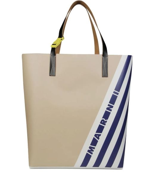 Marni Logo-print tote bag in Natural für Herren