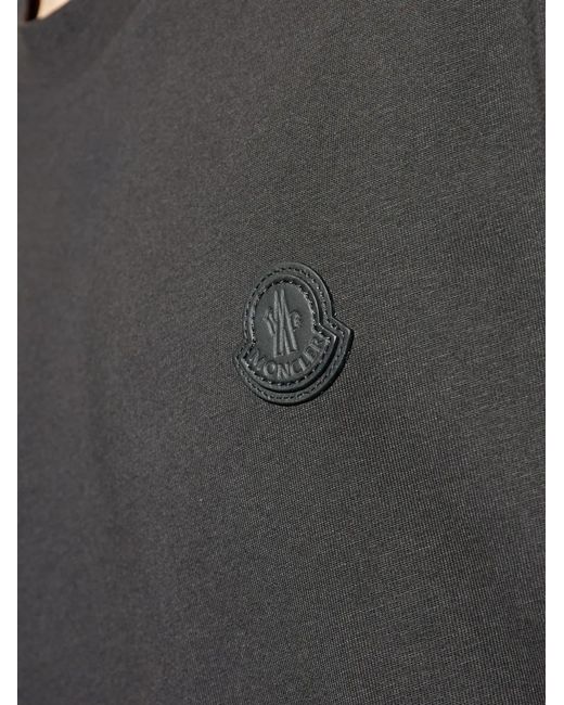 Moncler Gray Logo-Patch Long-Sleeve T-Shirt for men