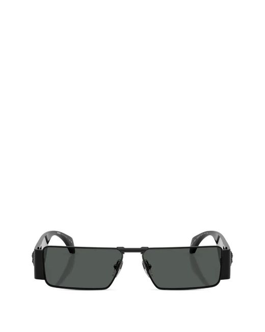 Versace Black Medusa-Plaque Rectangle-Frame Sunglasses for men