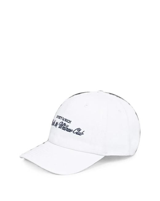 Sporty & Rich White H&W Club Hat Embroidered-Logo Baseball Cap
