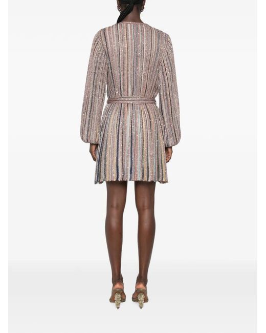 Missoni Natural Sequin-Embellished Striped Mini Dress