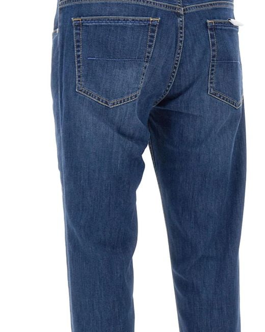 Re-hash Blue Rubensb Five-Pocket Suede-Patch Jeans for men
