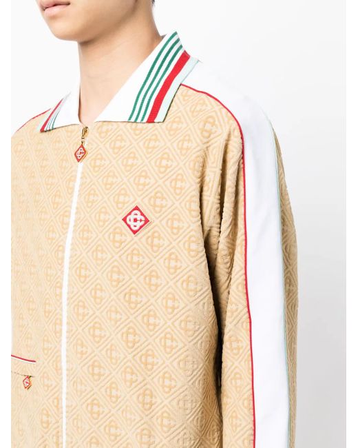 Casablanca Natural Monogram-Jacquard Velour Zip-Up Jacket for men