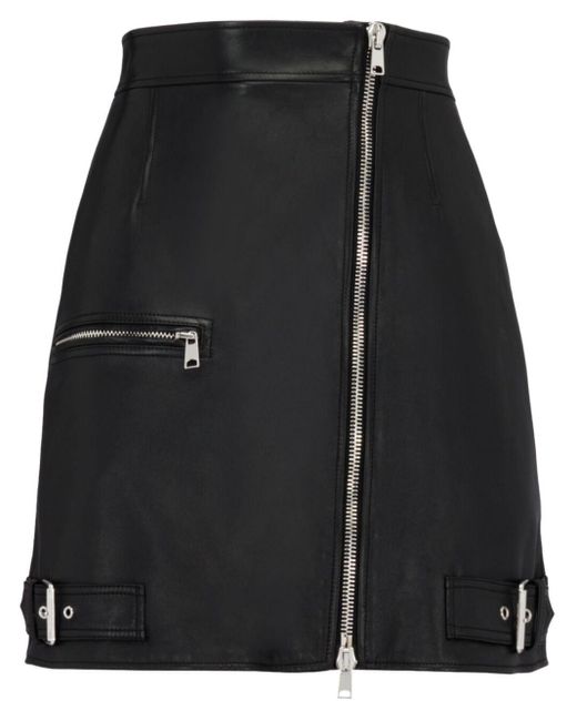 Alexander McQueen Black Biker Zip-up Miniskirt