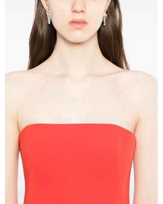 Amsale Red Strapless Column Maxi Dress
