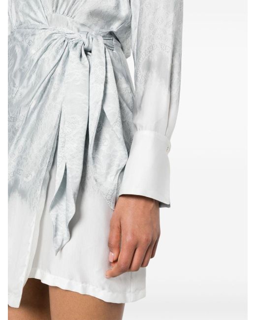 ERMANNO FIRENZE White Lace-print Wraparound Mini Dress