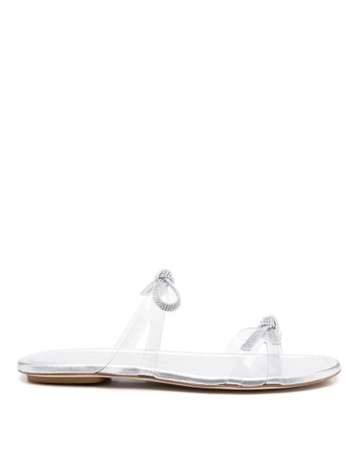 Stuart Weitzman White Sw Bow Slides