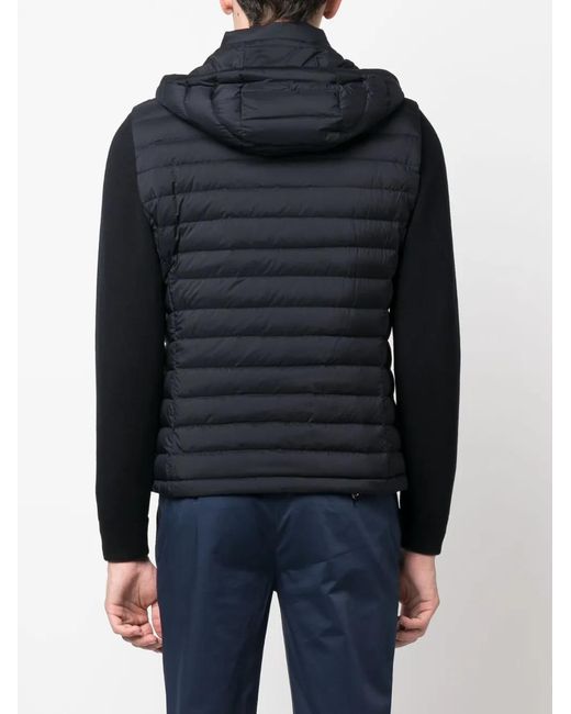 Moorer Black Zip-Up Padded Hooded Jacket for men