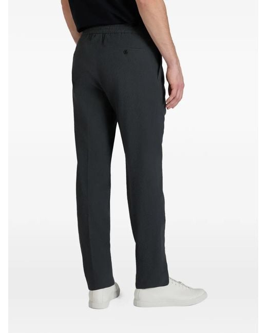 Incotex Black Seersucker Drawstring Trousers for men