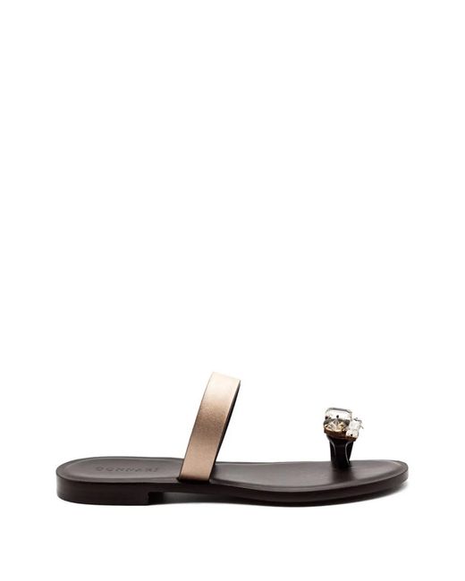DONNARì White Crystal-Embellished Mules