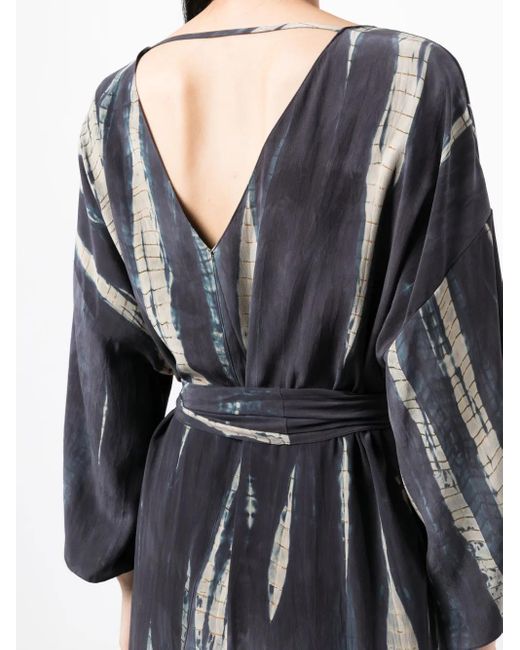 Voz Black Abstract-Pattern Print V-Neck Dress