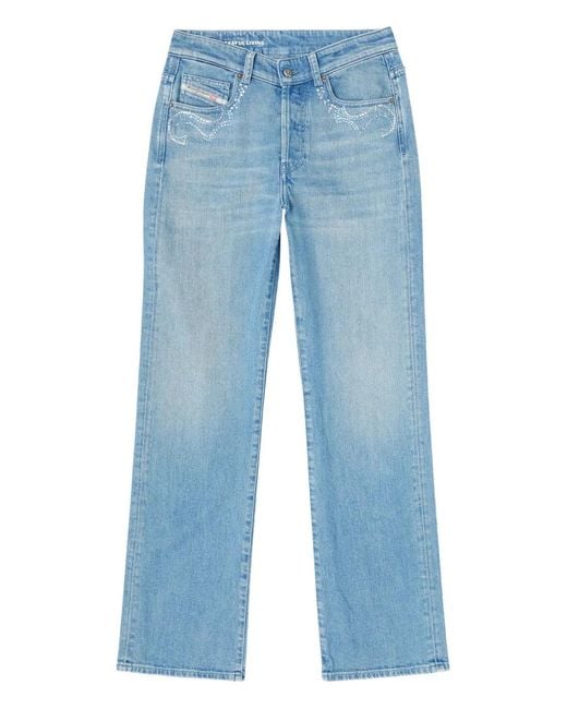 DIESEL 1971 D-Sent-S1 Micro Jeans Met Geborduurde Stenen in het Blue