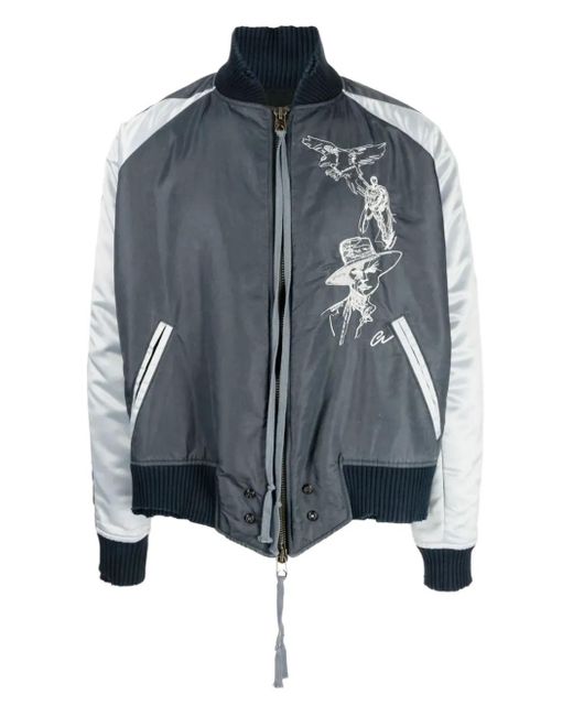 Bomber Con Ricamo di Greg Lauren in Blue da Uomo