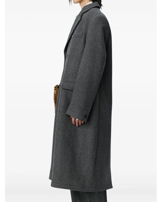 mfpen Gray Herringbone Double-Breasted Coat