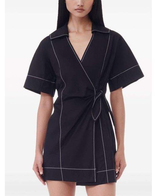 Ganni Black Contrast-stitch Mini Dress
