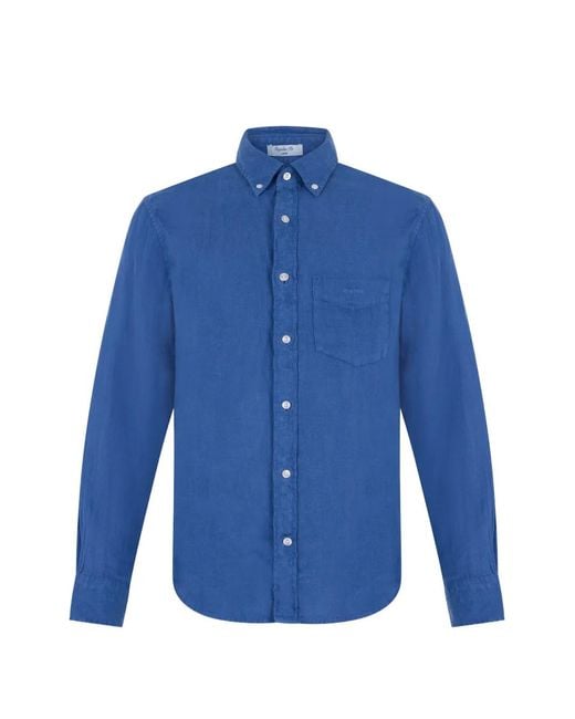 Gant Blue Chemise En Lin À Manches Longues for men