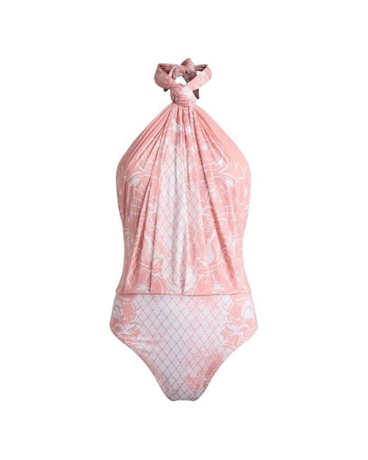 Balmain Pink Printed Lycra Swimsuit