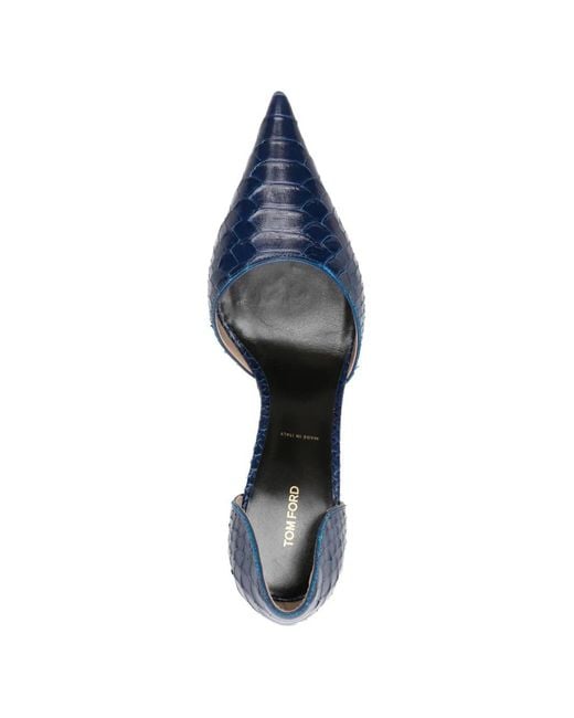 Tom Ford Blue Spire D'Orsay Crocodile-Effect Pumps