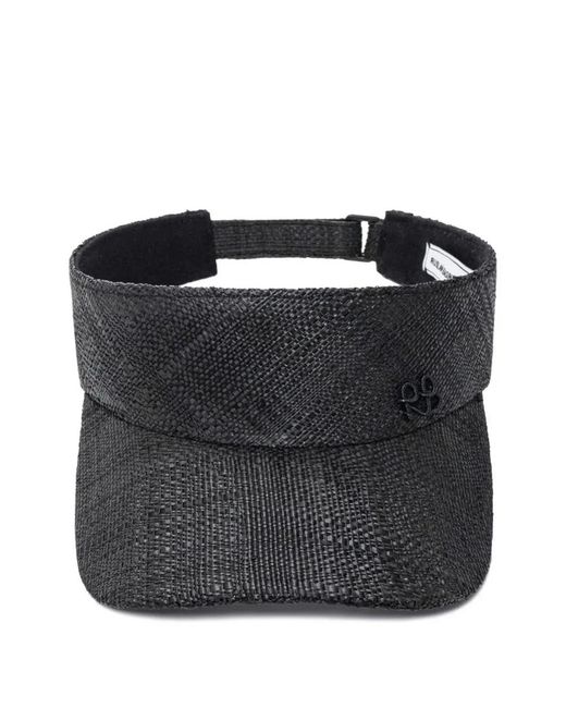 Ruslan Baginskiy Black Monogram-Embellished Straw Visor