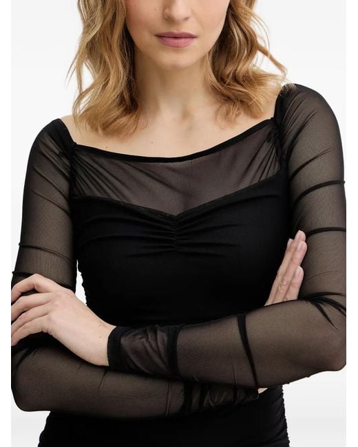 Guess Black Long-Sleeve Panelled Mini Dress