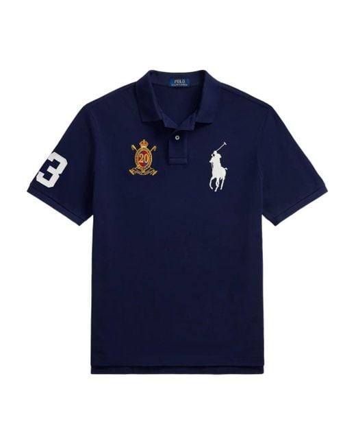 Polo Ralph Lauren Blue Embroidered-Logo Polo Shirt for men