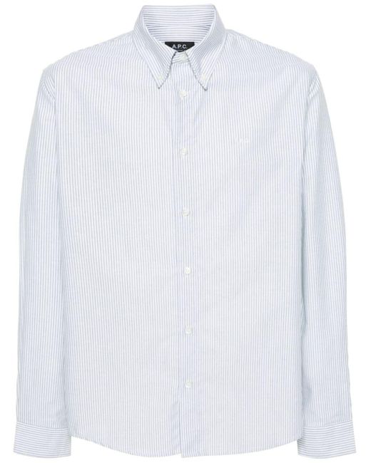 A.P.C. White Striped Cotton Shirt for men