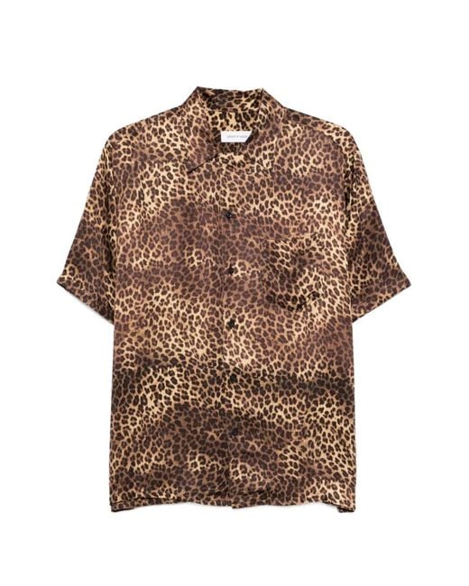 Ernest W. Baker Brown Animal-Print Short-Sleeve Shirt for men