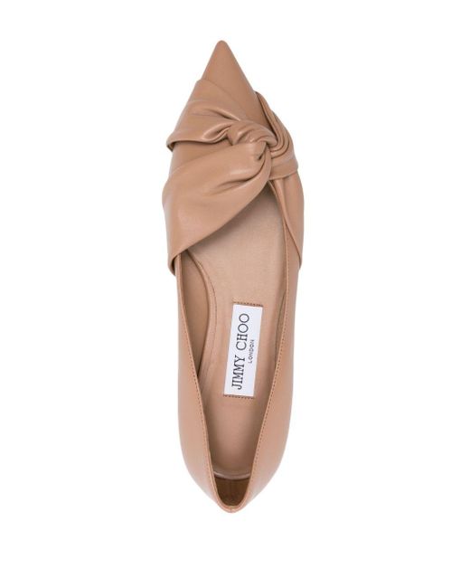 Jimmy Choo Brown Hedera Leather Ballerina Shoes