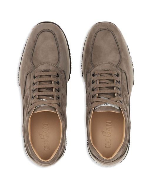 Hogan Brown Interactive Lace-up Suede Sneakers