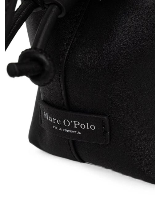 Marc O' Polo Black Small Simona Logo-Patch Drawstring-Side Cross Body Bag