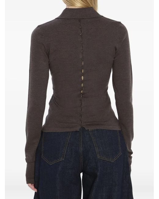 Top con cuello de polo Jacquemus de color Black