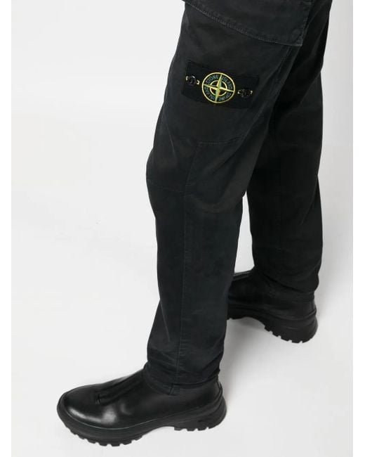 Stone Island Blue Compass-Patch Cargo Trousers for men