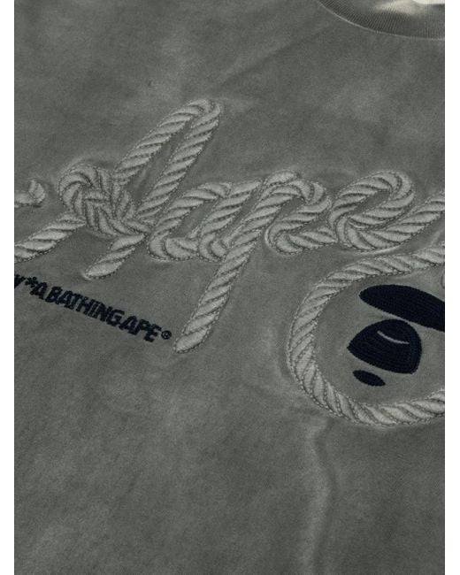 Aape By A Bathing Ape Gray Graphic-Print T-Shirt for men