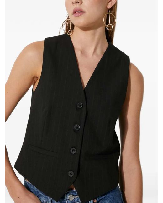 Samsøe & Samsøe Black Saramona Button Pinstripe Top