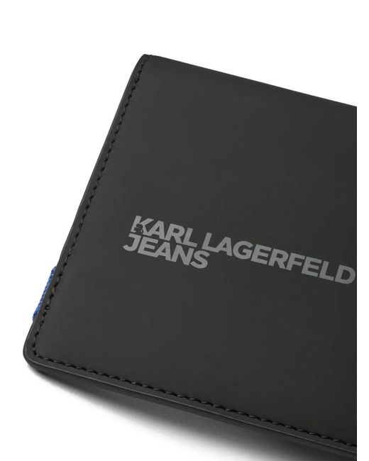 Karl Lagerfeld Black Logo-Detail Elasticated Passport Case for men